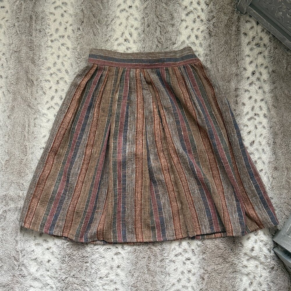 Vintage 70s chunky knit skirt small neutral earth tones stripes cottagecore - Picture 10 of 12